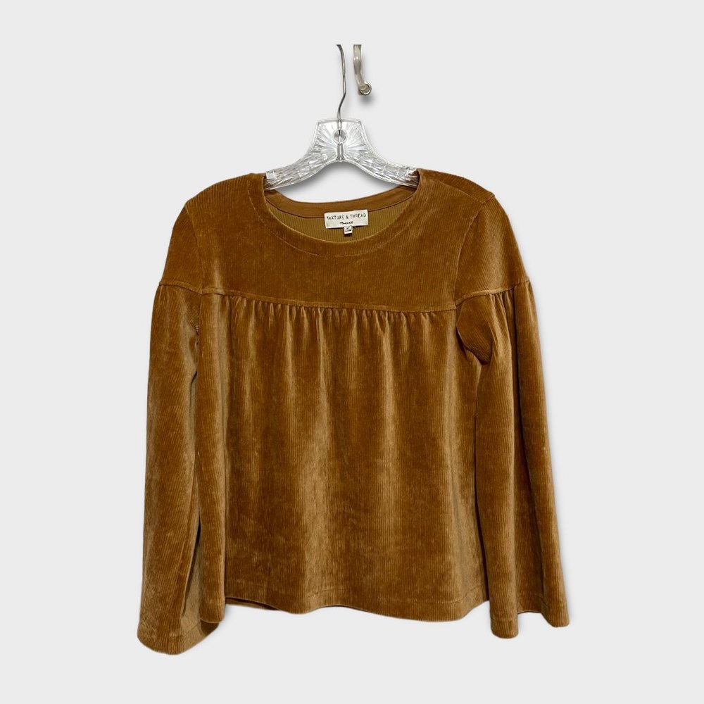 Madewell Brown Long Sleeve Velvet Top